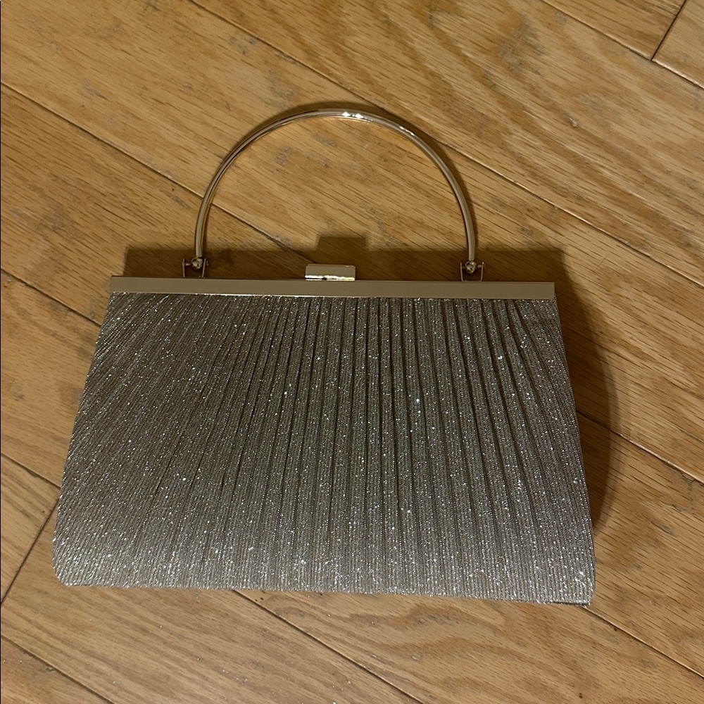 Azazie Glitter Pleated Handbag - New